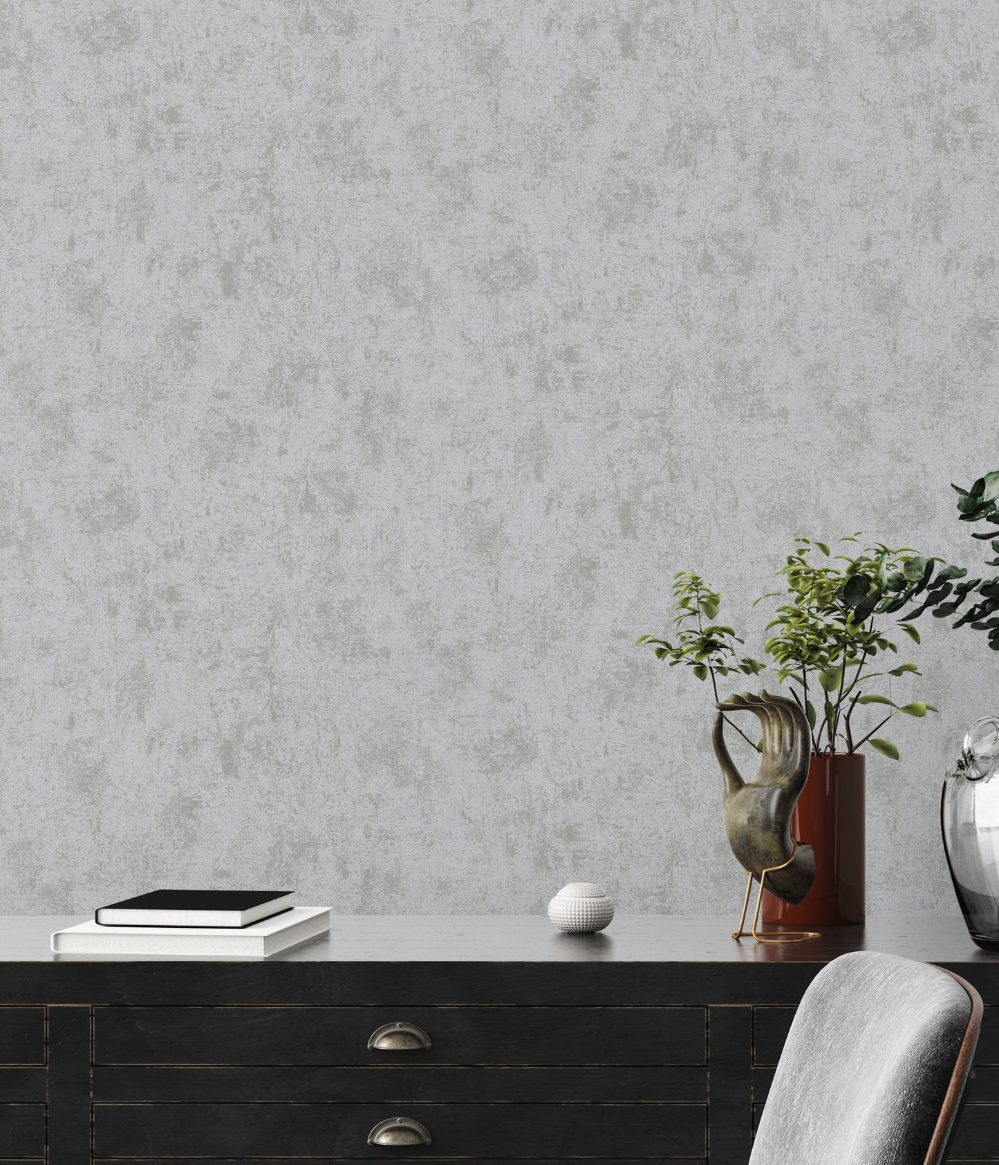 Livingwalls Premium Wall 2 Vliestapete Putzoptik Silber Grau Metallic 10,05 m x 0,53 m