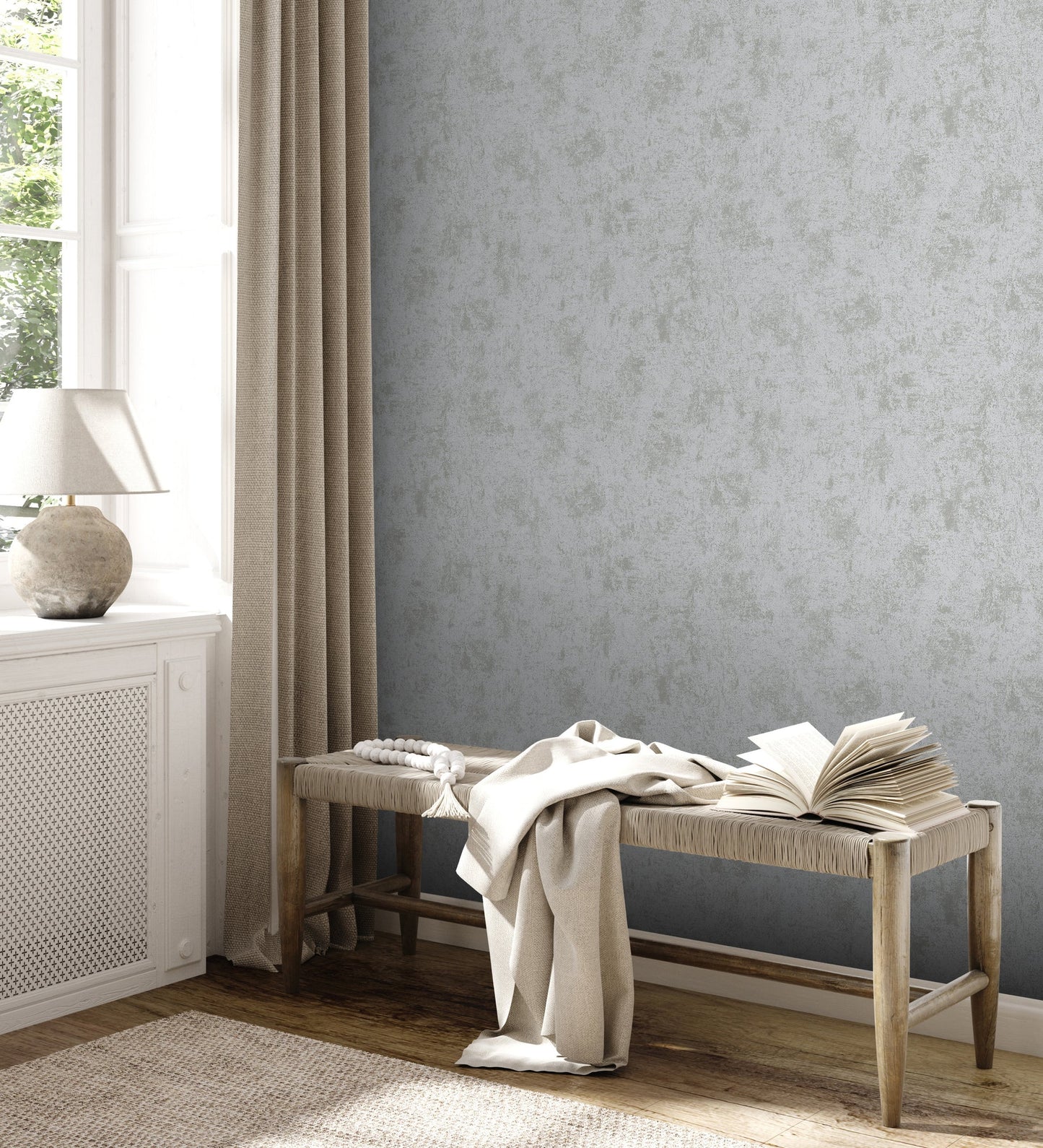Livingwalls Premium Wall 2 Vliestapete Putzoptik Silber Grau Metallic 10,05 m x 0,53 m