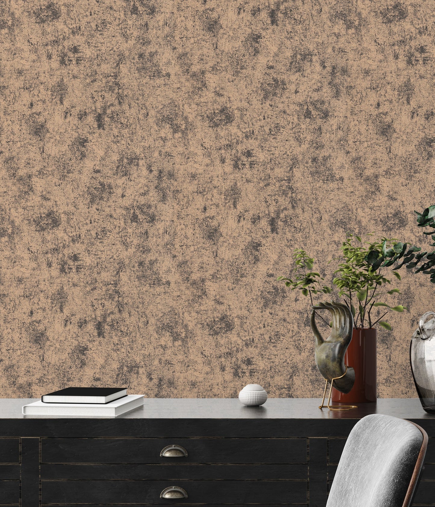 Livingwalls Premium Wall 2 Vliestapete Putzoptik Beige Schwarz Metallic Braun 10,05 m x 0,53 m