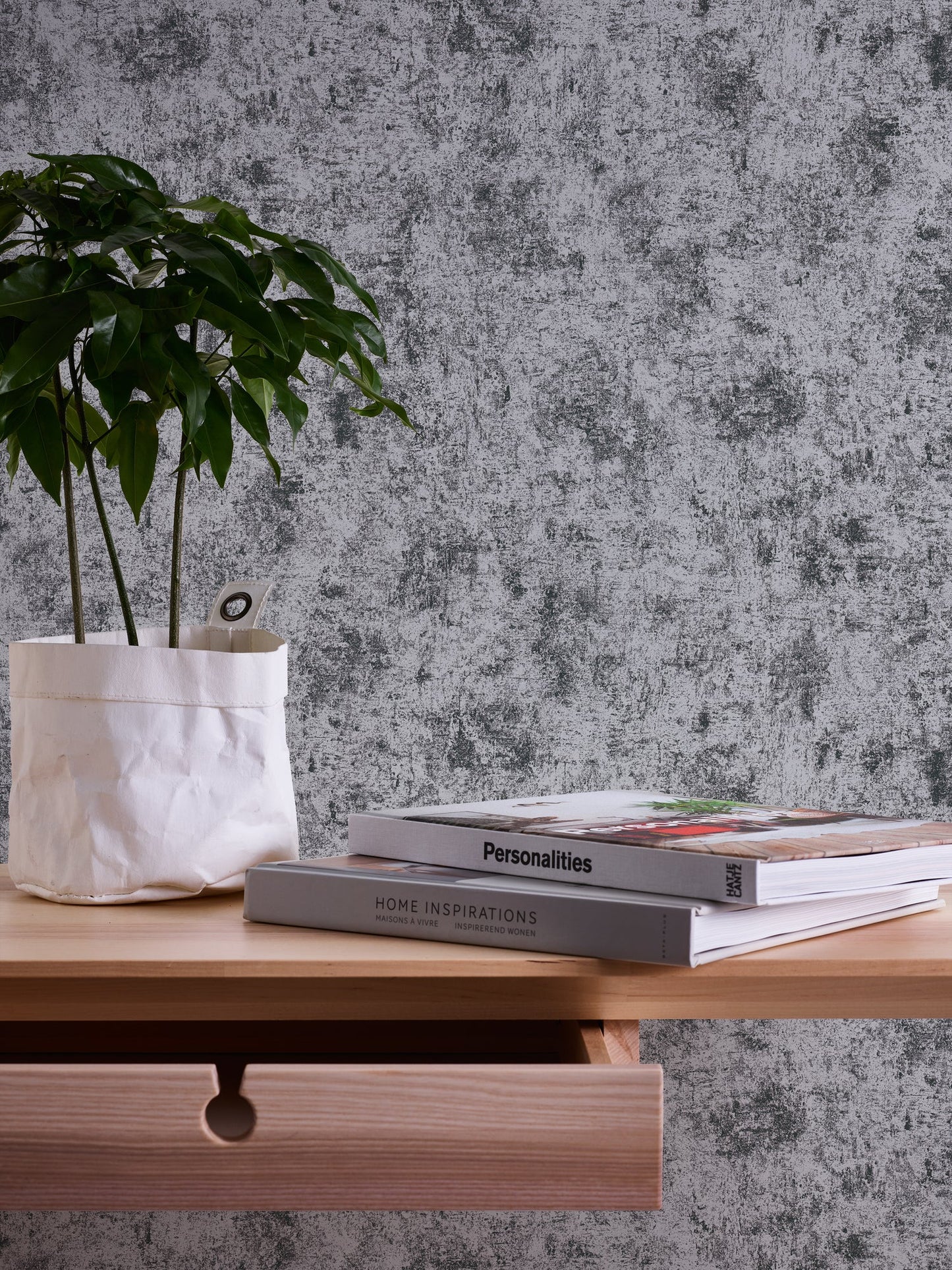 Livingwalls Premium Wall 2 Vliestapete Putzoptik Silber Schwarz Metallic 10,05 m x 0,53 m