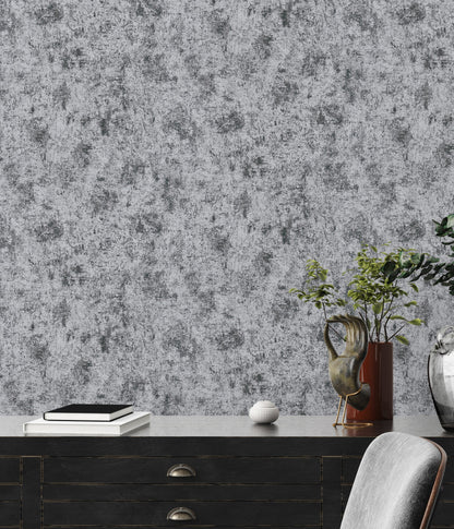Livingwalls Premium Wall 2 Vliestapete Putzoptik Silber Schwarz Metallic 10,05 m x 0,53 m
