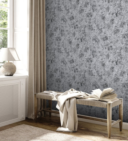 Livingwalls Premium Wall 2 Vliestapete Putzoptik Silber Schwarz Metallic 10,05 m x 0,53 m