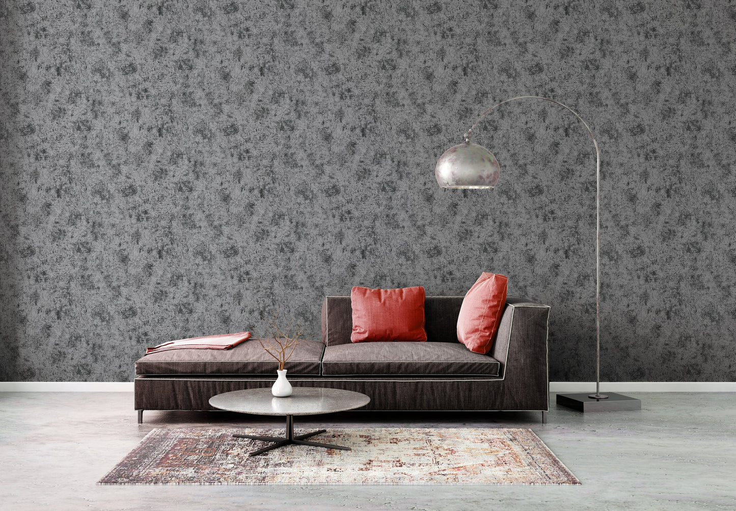 Livingwalls Premium Wall 2 Vliestapete Putzoptik Silber Schwarz Metallic 10,05 m x 0,53 m