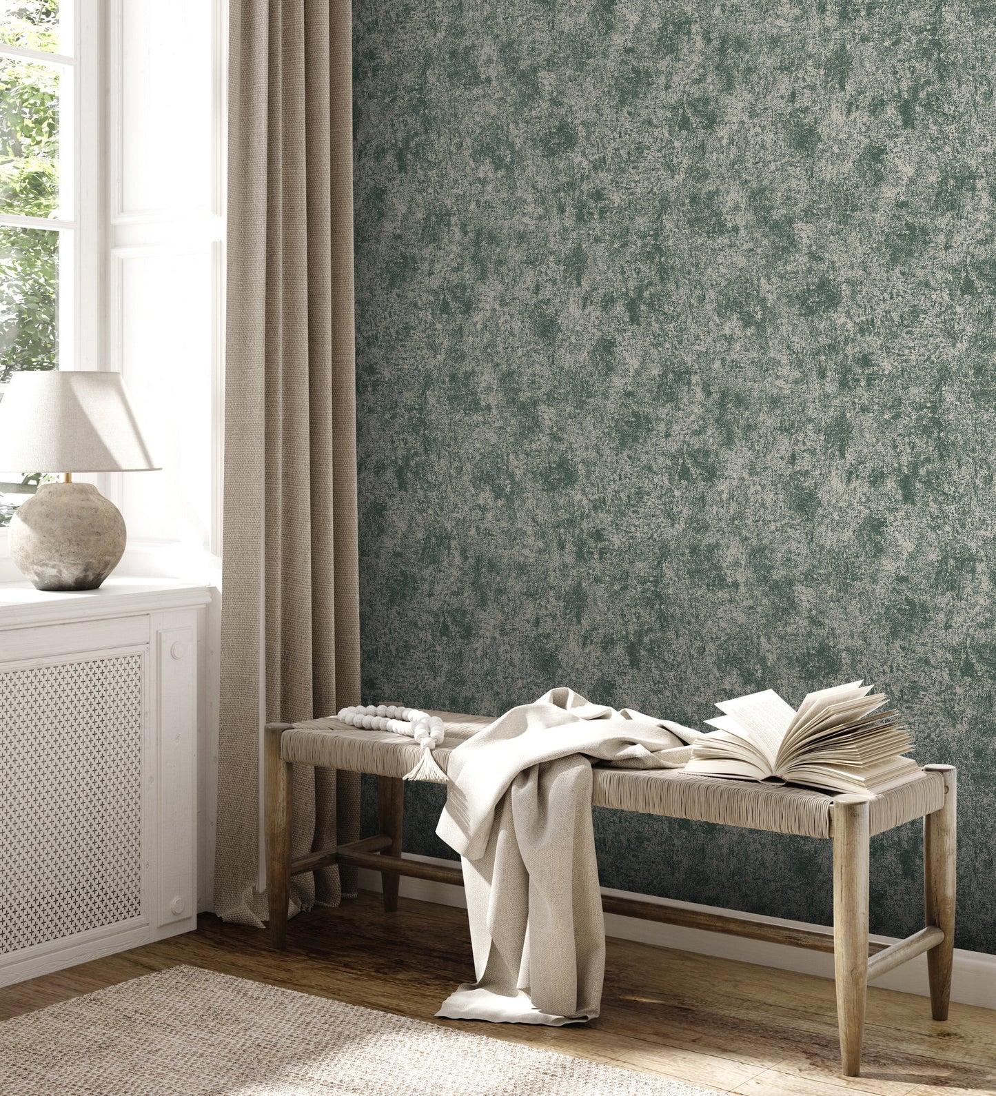 Livingwalls Premium Wall 2 Uni Vliestapete Grün Creme 10,05 m x 0,53 m