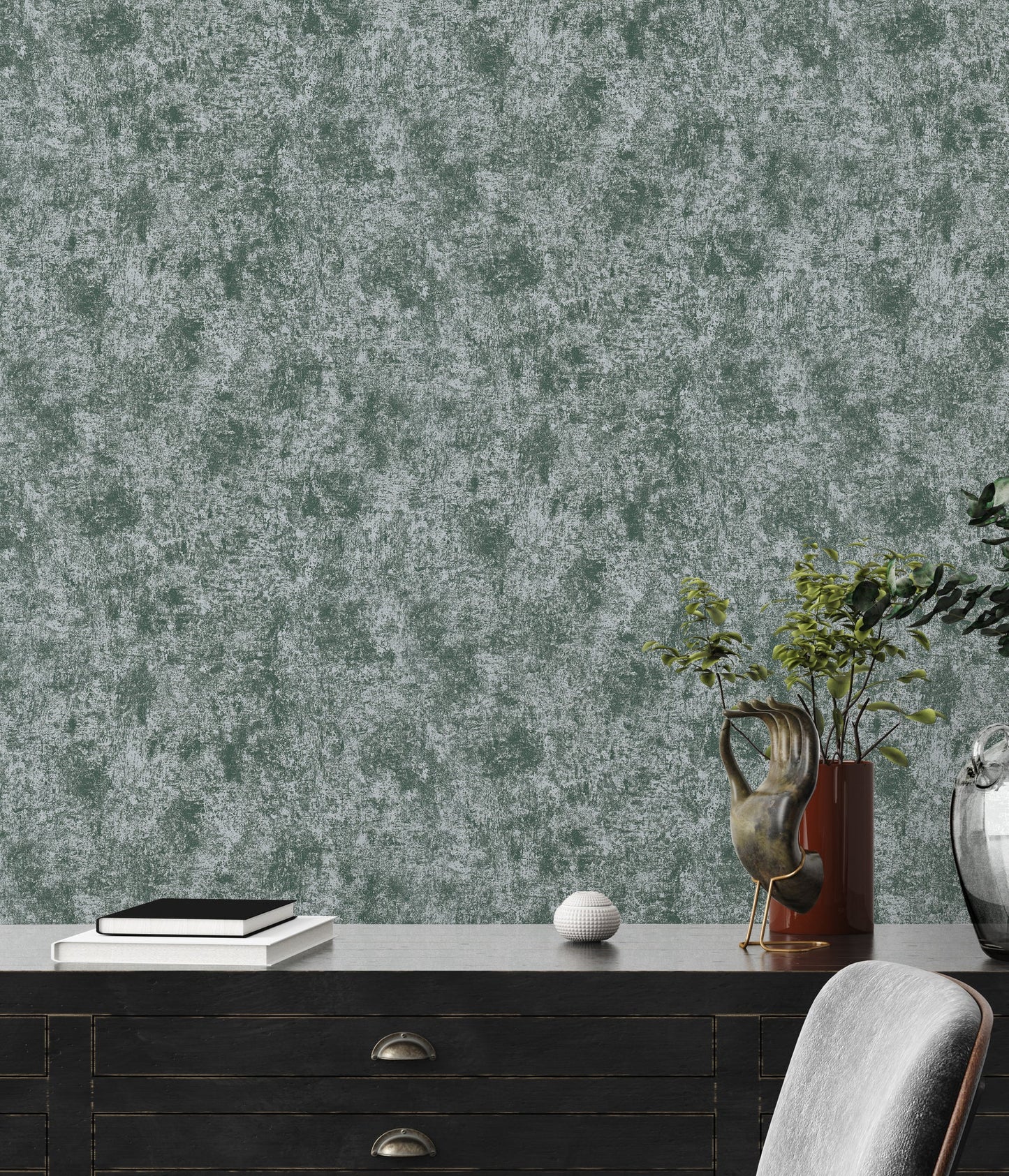 Livingwalls Premium Wall 2 Uni Vliestapete Grün Silber 10,05 m x 0,53 m