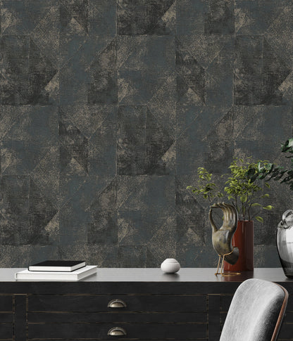 Livingwalls Premium Wall 2 Geometrische Vliestapete Schwarz Gold 10,05 m x 0,53 m