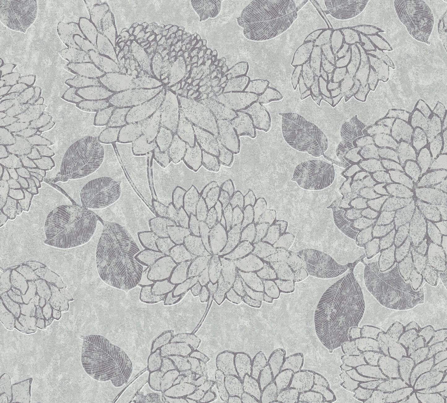 Attractive 2 Florale Vliestapete Hellgrau Silber 10,05 m x 0,53 m