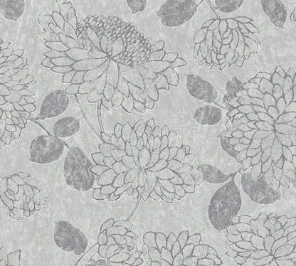 Attractive 2 Florale Vliestapete Hellgrau Silber 10,05 m x 0,53 m