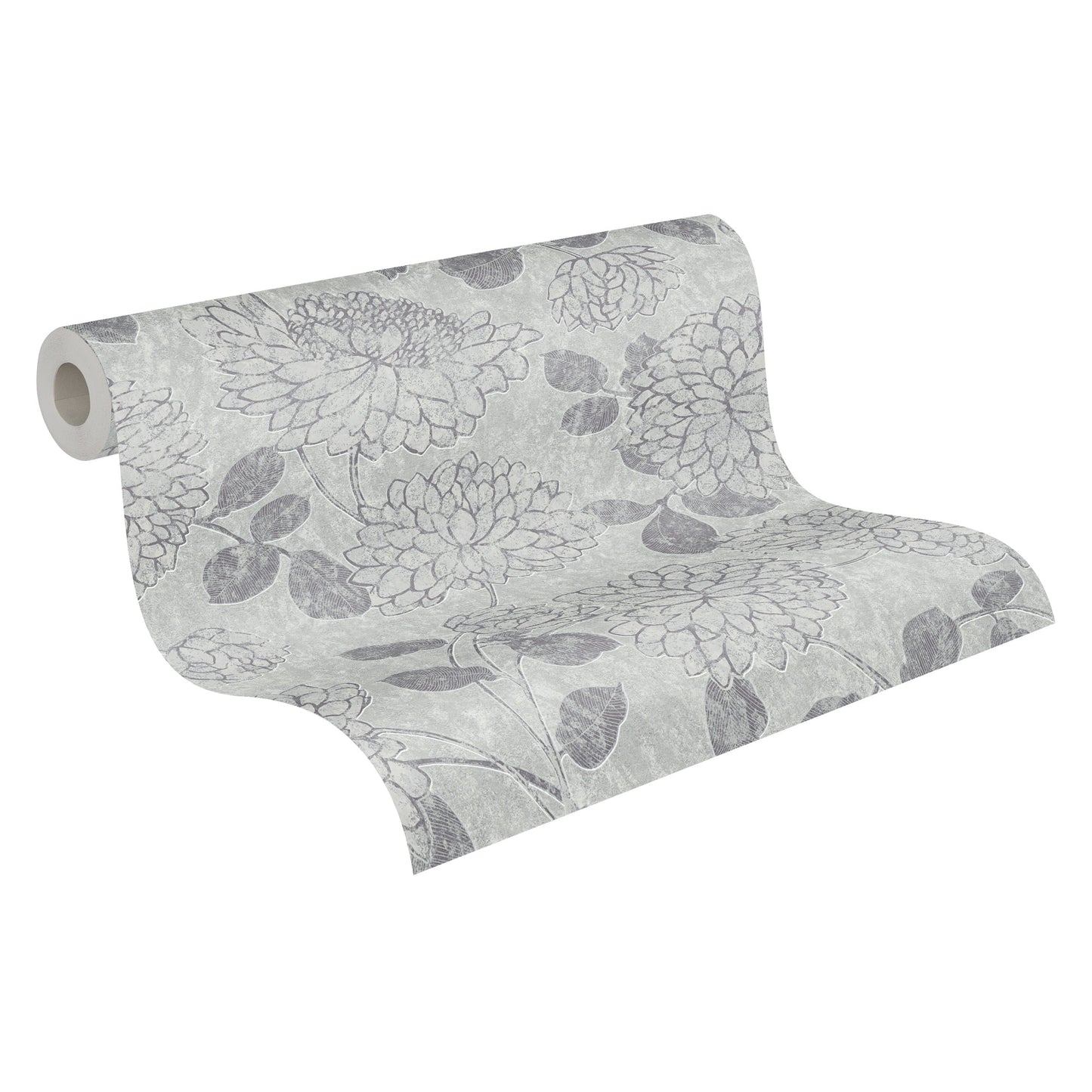 Attractive 2 Florale Vliestapete Hellgrau Silber 10,05 m x 0,53 m