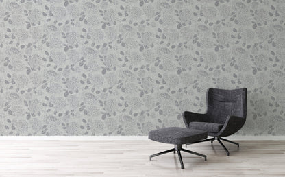 Attractive 2 Florale Vliestapete Hellgrau Silber 10,05 m x 0,53 m