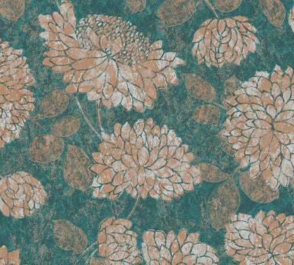 Attractive 2 Florale Vliestapete Grün Gold 10,05 m x 0,53 m