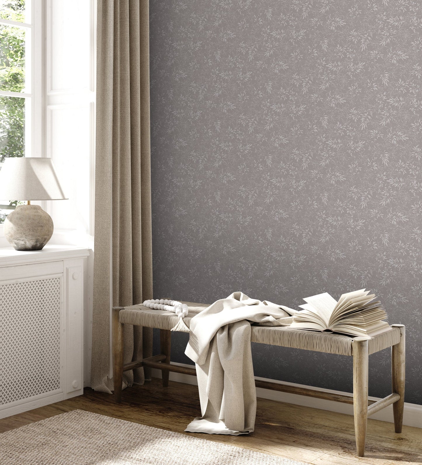 Attractive 2 Florale Vliestapete Grau Hellgrau 10,05 m x 0,53 m