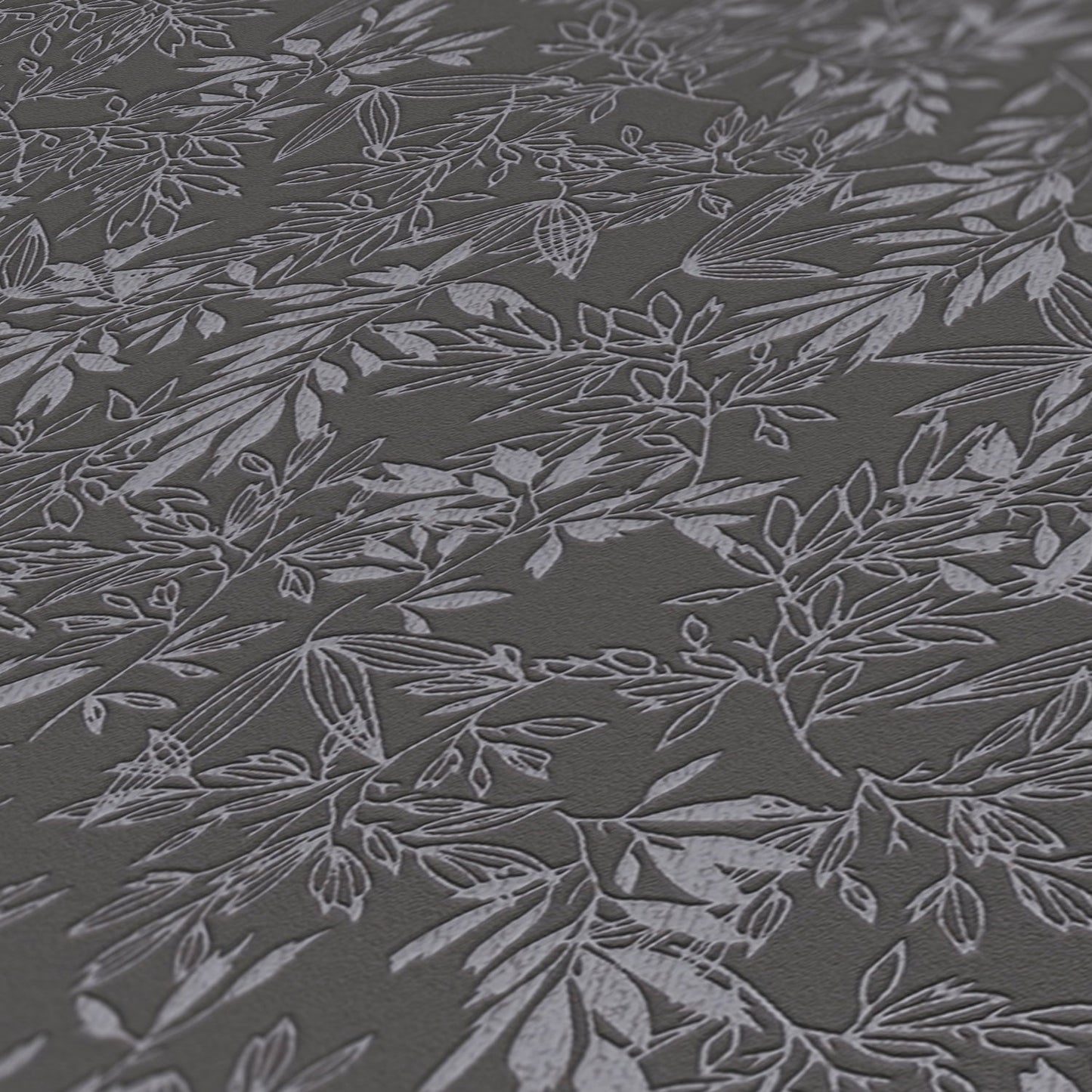 Attractive 2 Florale Vliestapete Schwarz Grau 10,05 m x 0,53 m