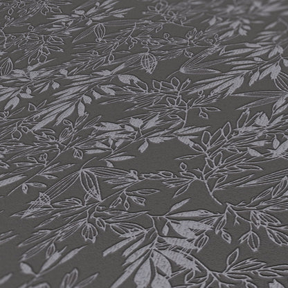 Attractive 2 Florale Vliestapete Schwarz Grau 10,05 m x 0,53 m