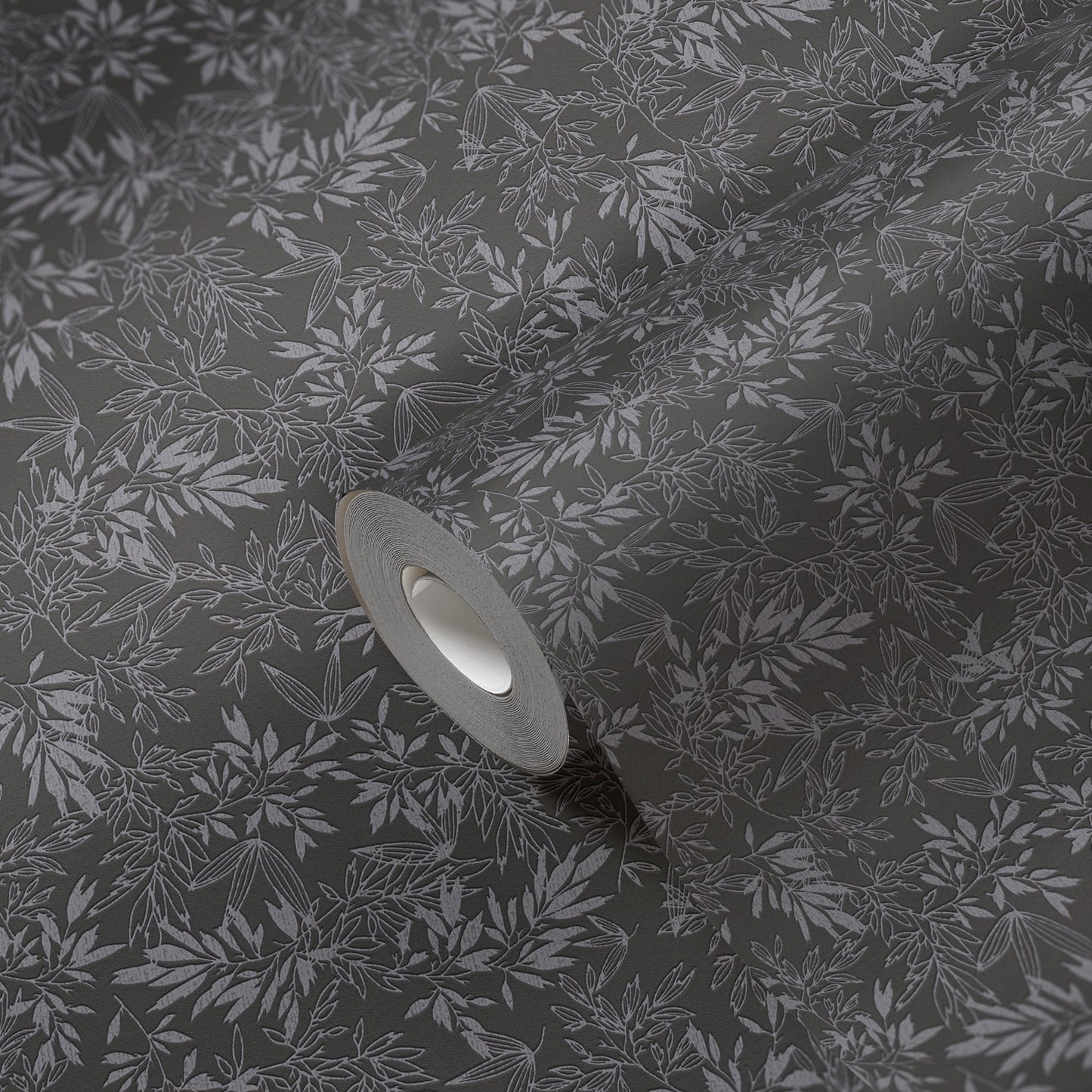Attractive 2 Florale Vliestapete Schwarz Grau 10,05 m x 0,53 m