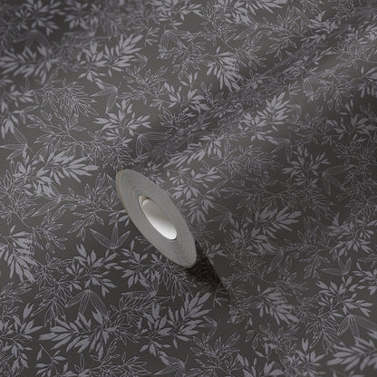 Attractive 2 Florale Vliestapete Schwarz Grau 10,05 m x 0,53 m