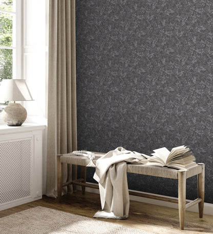 Attractive 2 Florale Vliestapete Schwarz Grau 10,05 m x 0,53 m