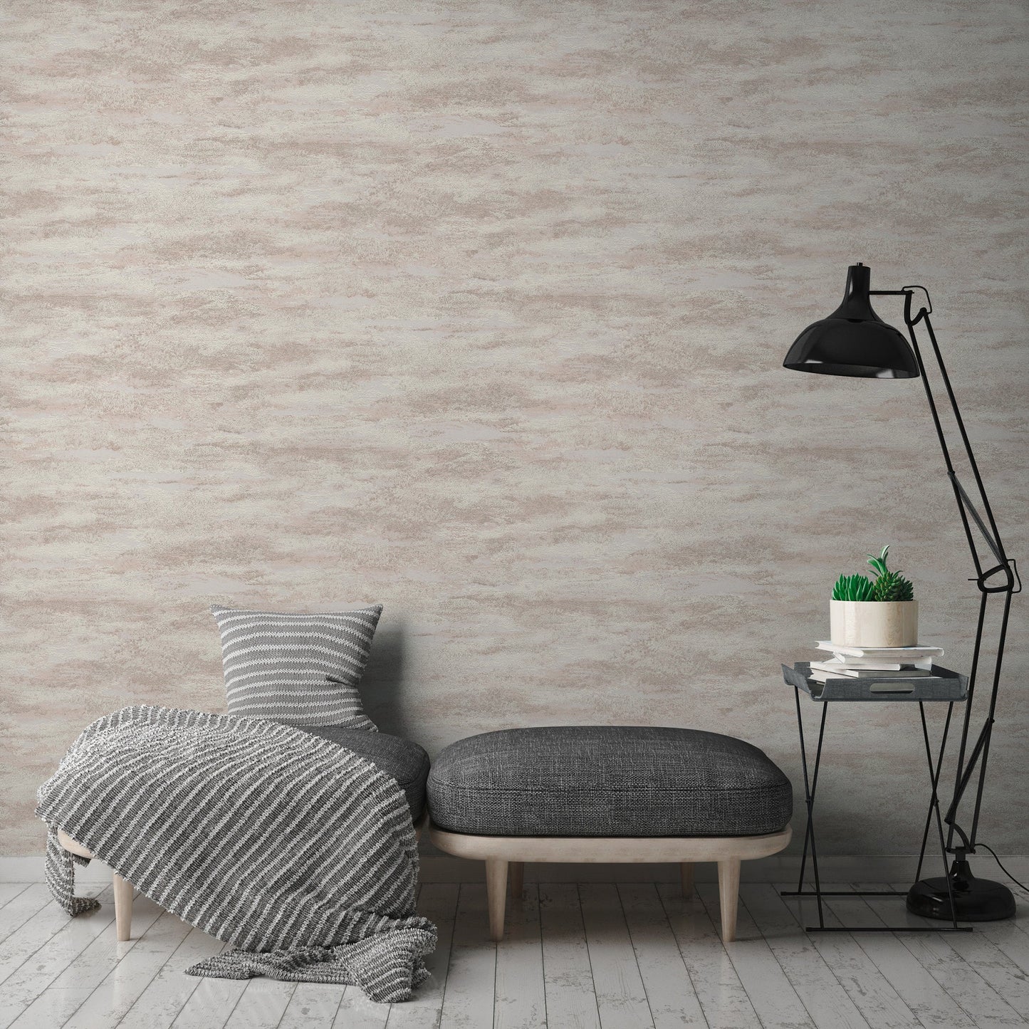 Attractive 2 Vliestapete Putzoptik Weiß Beige 10,05 m x 0,53 m