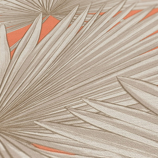 Antigua Florale Vliestapete Orange Greige Weiß 10,05 m x 0,53 m