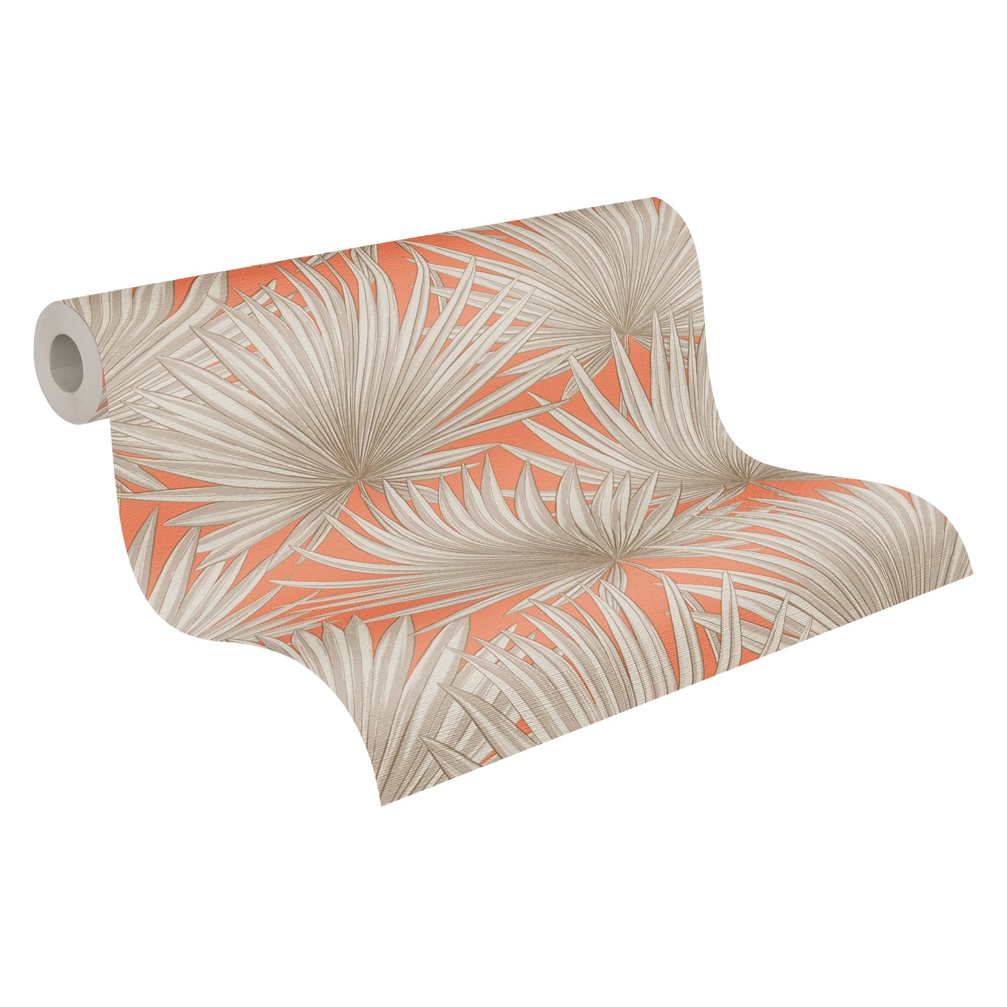Antigua Florale Vliestapete Orange Greige Weiß 10,05 m x 0,53 m