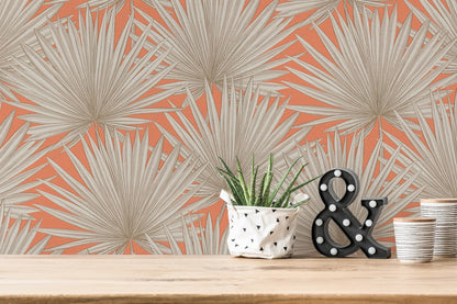 Antigua Florale Vliestapete Orange Greige Weiß 10,05 m x 0,53 m