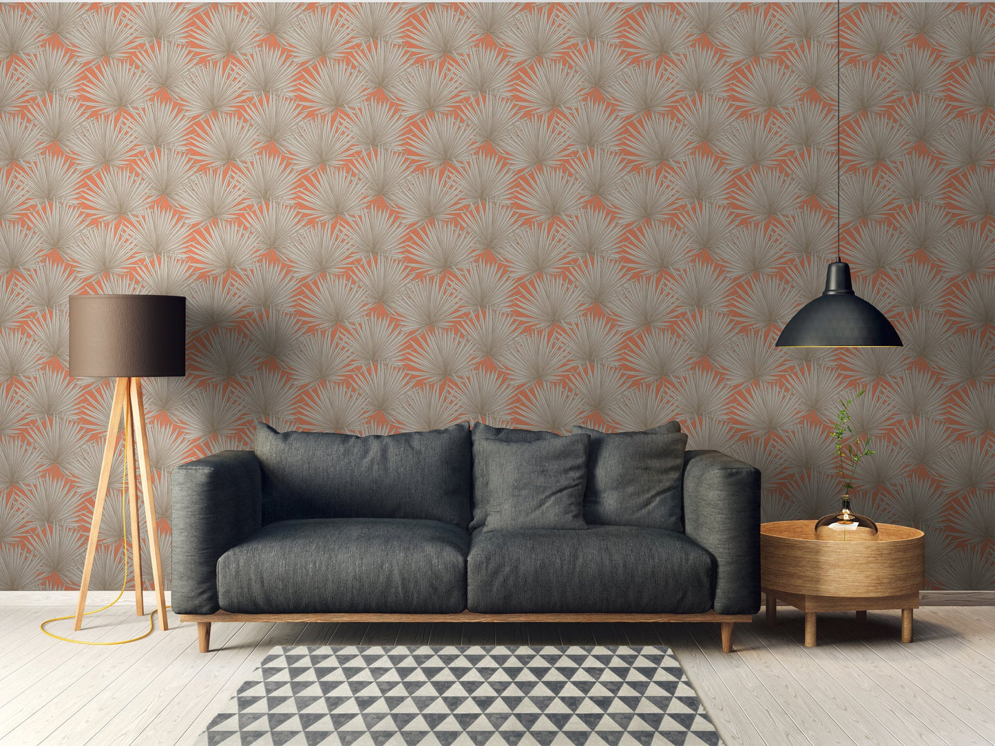 Antigua Florale Vliestapete Orange Greige Weiß 10,05 m x 0,53 m