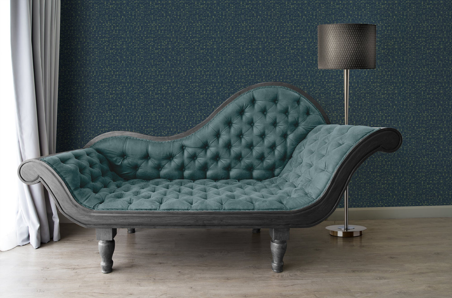 Antigua Retro Vliestapete Blau Grün 10,05 m x 0,53 m