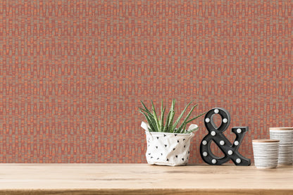 Antigua Retro Vliestapete Rot Orange Greige 10,05 m x 0,53 m