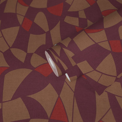 Antigua Geometrische Vliestapete Lila Braun Rot 10,05 m x 0,53 m