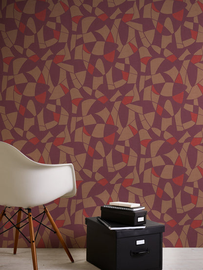 Antigua Geometrische Vliestapete Lila Braun Rot 10,05 m x 0,53 m