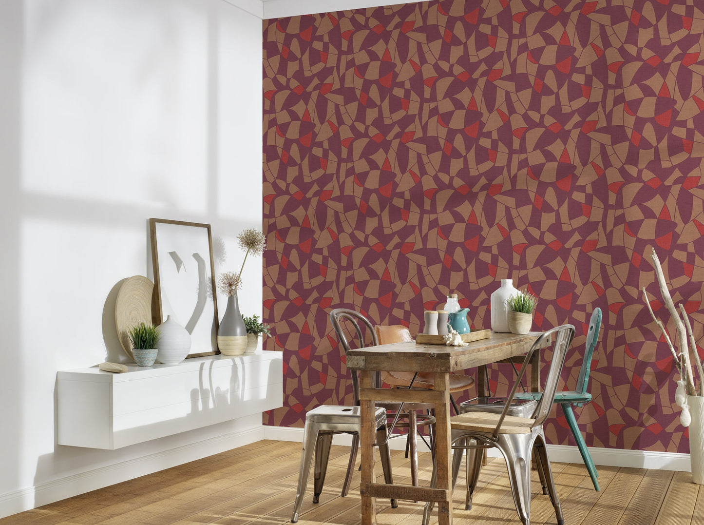 Antigua Geometrische Vliestapete Lila Braun Rot 10,05 m x 0,53 m