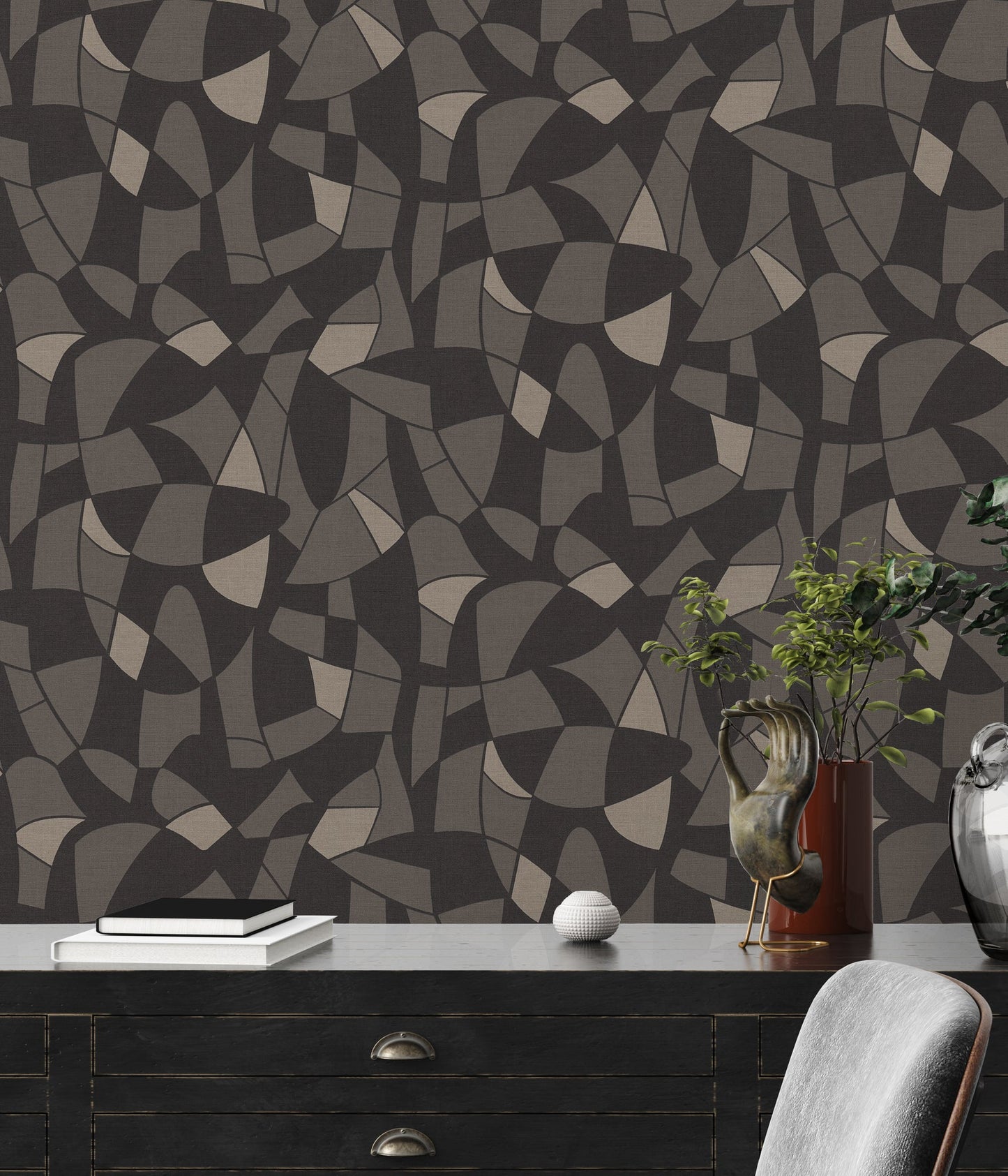 Antigua Geometrische Vliestapete Schwarz 10,05 m x 0,53 m