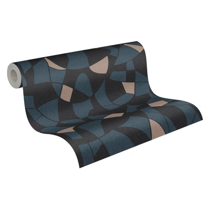 Antigua Geometrische Vliestapete Schwarz Blau Beige 10,05 m x 0,53 m