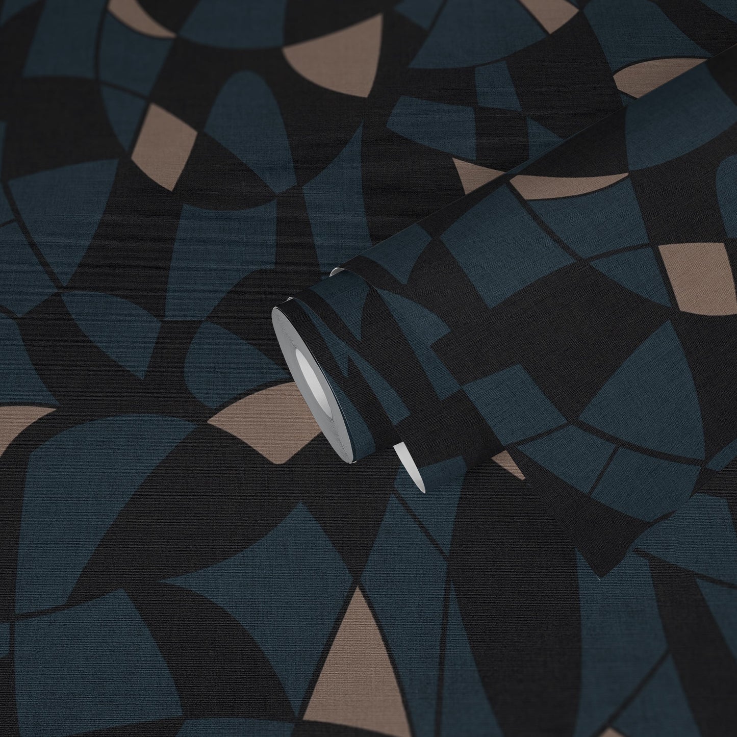 Antigua Geometrische Vliestapete Schwarz Blau Beige 10,05 m x 0,53 m
