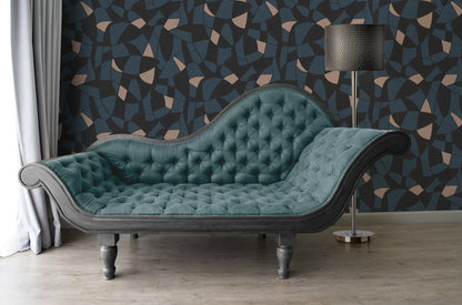 Antigua Geometrische Vliestapete Schwarz Blau Beige 10,05 m x 0,53 m