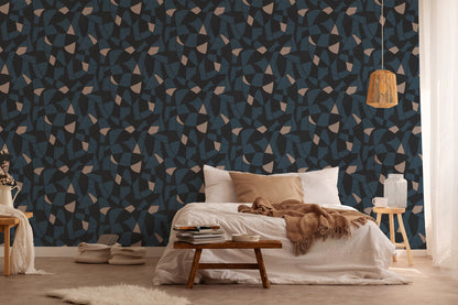 Antigua Geometrische Vliestapete Schwarz Blau Beige 10,05 m x 0,53 m