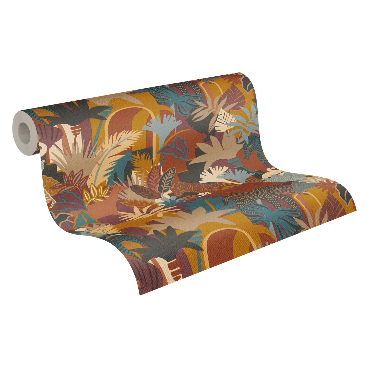 Antigua Florale Vliestapete Bunt Orange Blau 10,05 m x 0,53 m