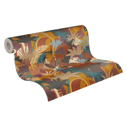 Antigua Florale Vliestapete Bunt Orange Blau 10,05 m x 0,53 m