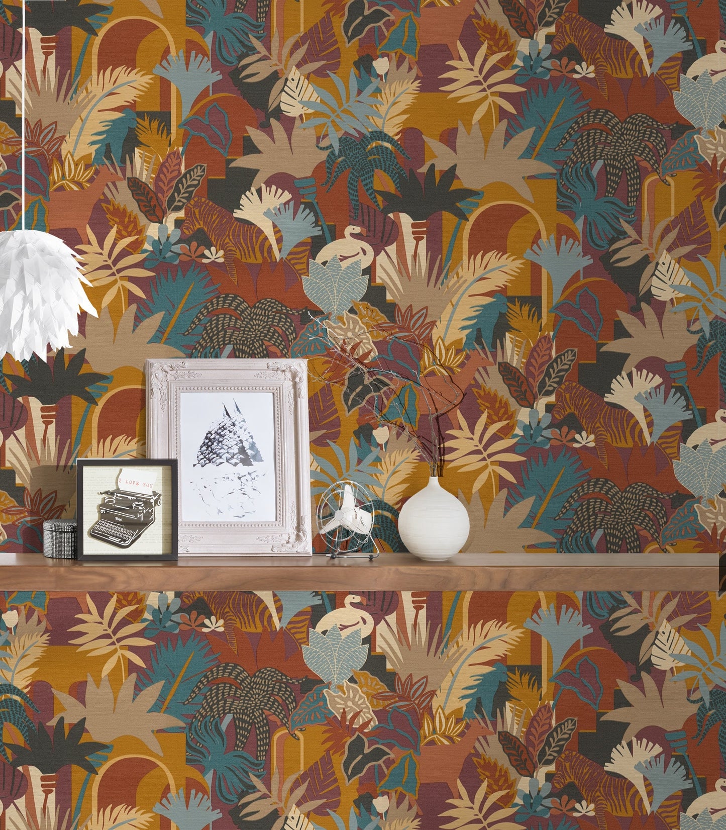 Antigua Florale Vliestapete Bunt Orange Blau 10,05 m x 0,53 m