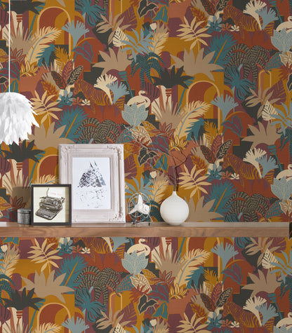 Antigua Florale Vliestapete Bunt Orange Blau 10,05 m x 0,53 m