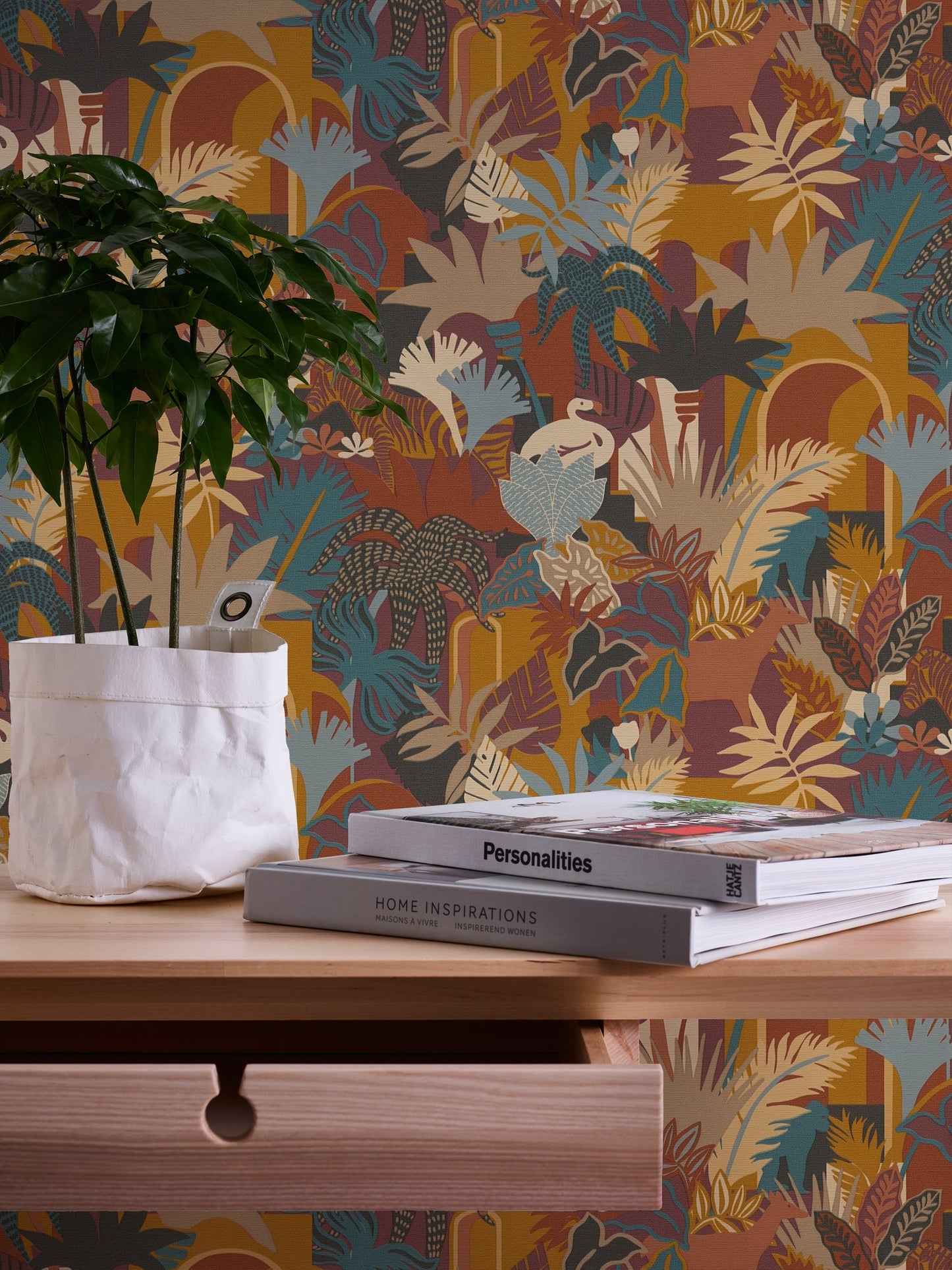 Antigua Florale Vliestapete Bunt Orange Blau 10,05 m x 0,53 m