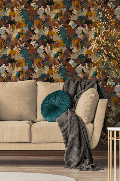 Antigua Florale Vliestapete Bunt Orange Blau 10,05 m x 0,53 m