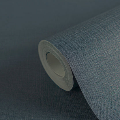 Mustertapete Leinen Tiefblau - 10,05 m x 0,53 m