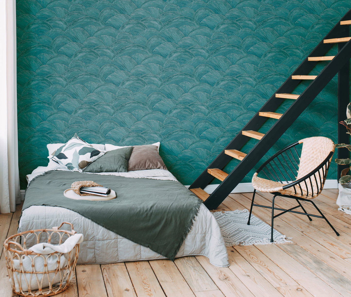 Livingwalls Zoe Miami Geometrische Vliestapete Petrol Silber 10,05 m x 0,53 m