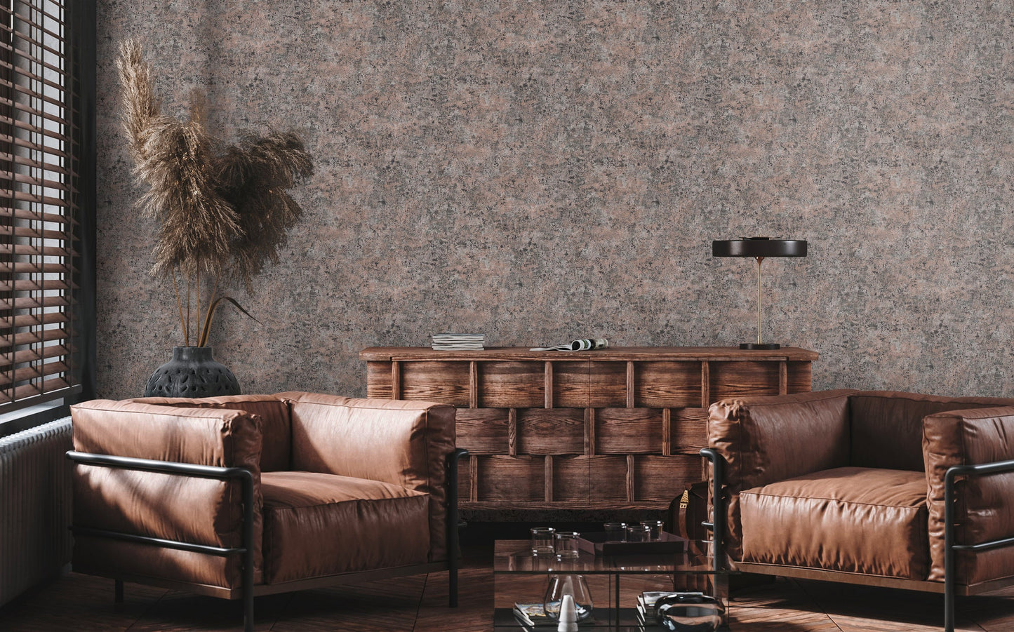 Livingwalls David Vienna Vliestapete Putzoptik Bronze Schwarz Silber 10,05 m x 0,53 m