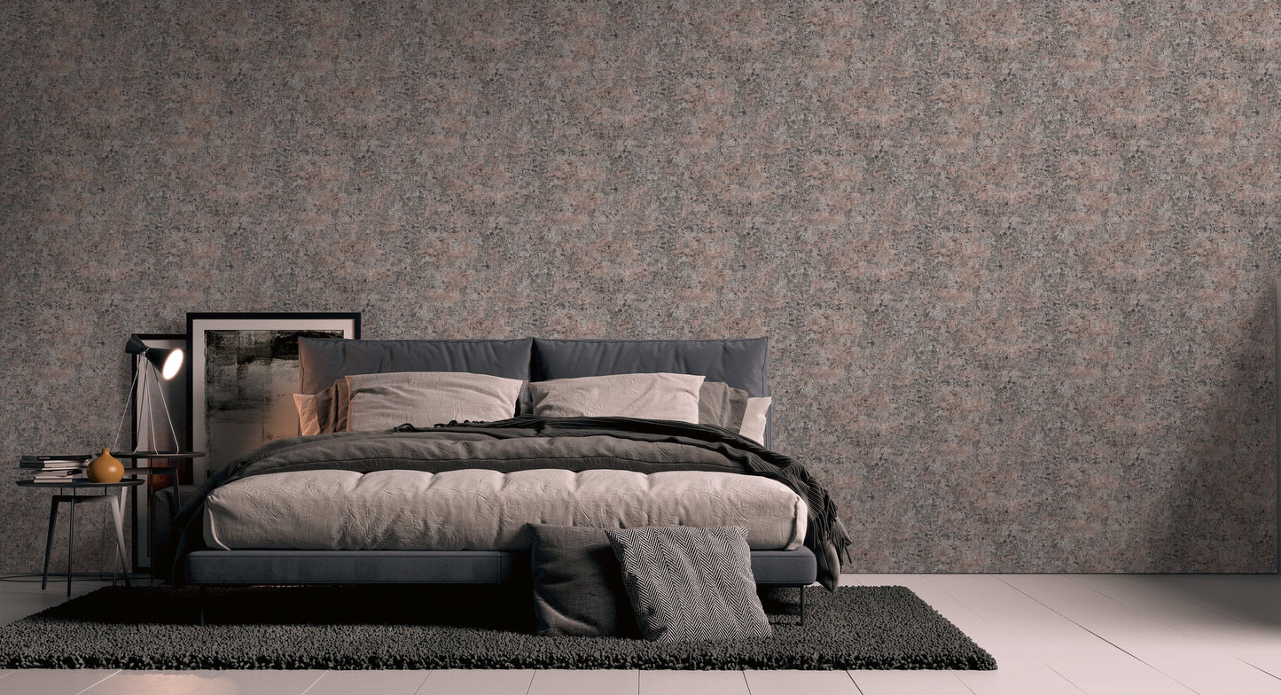 Livingwalls David Vienna Vliestapete Putzoptik Bronze Schwarz Silber 10,05 m x 0,53 m