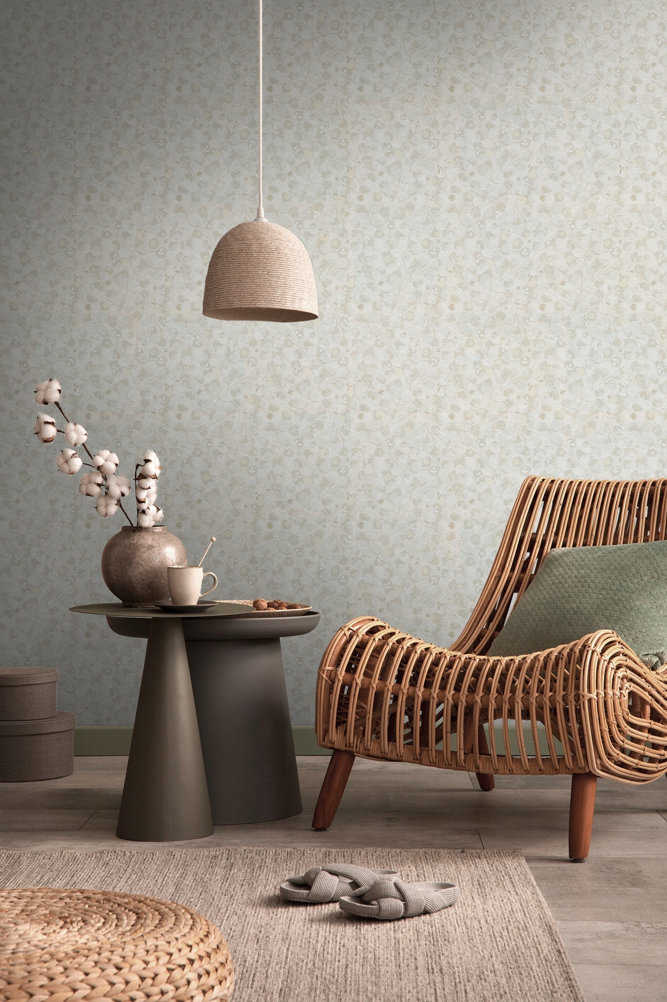 Livingwalls Björn Stockholm Blätter Vliestapete Beige Weiß 10,05 m x 0,53 m