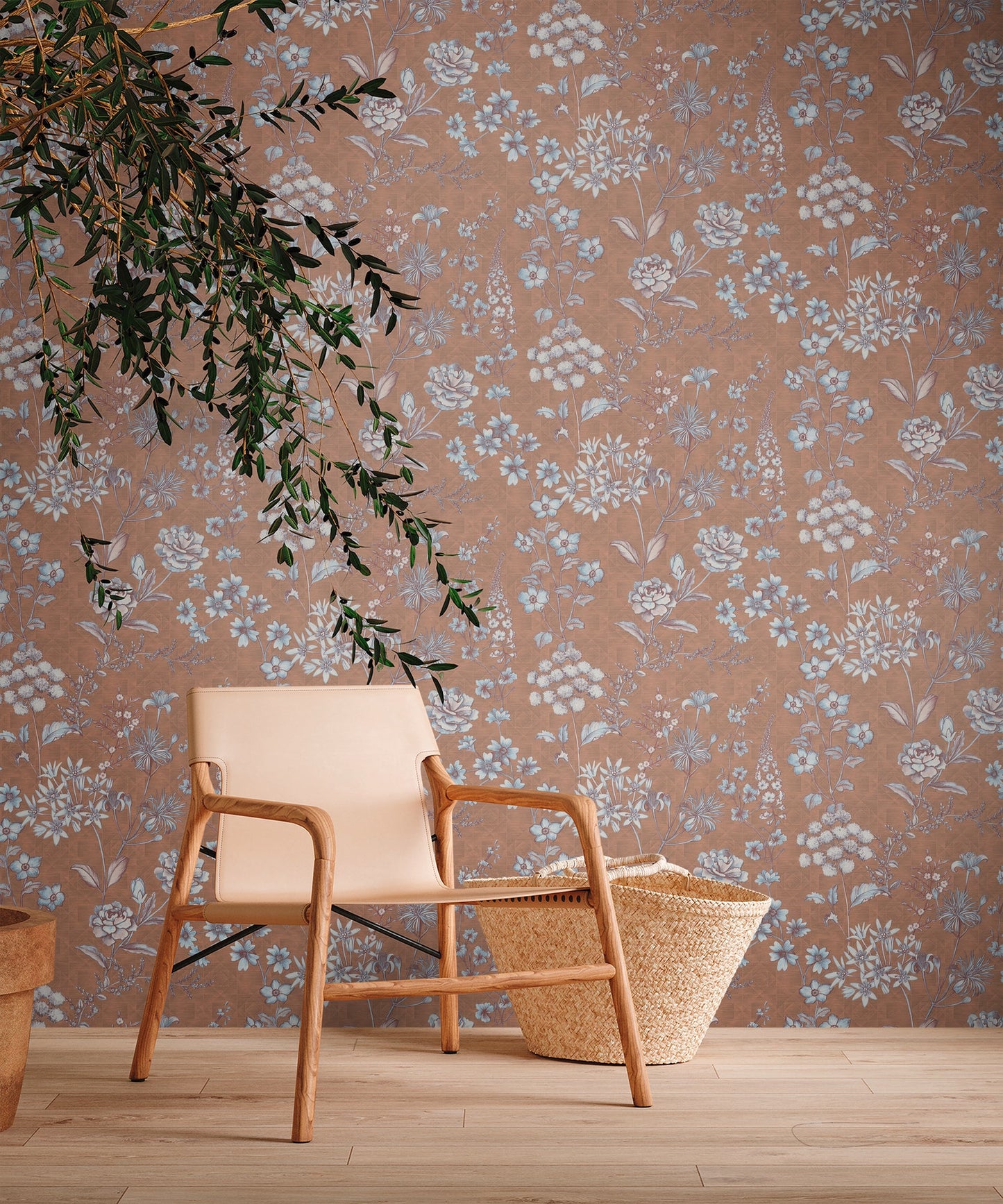 Livingwalls Björn Stockholm Grafische Vliestapete Orange Braun Hellblau Weiß 10,05 m x 0,53 m