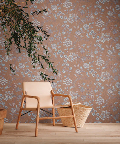Livingwalls Björn Stockholm Grafische Vliestapete Orange Braun Hellblau Weiß 10,05 m x 0,53 m