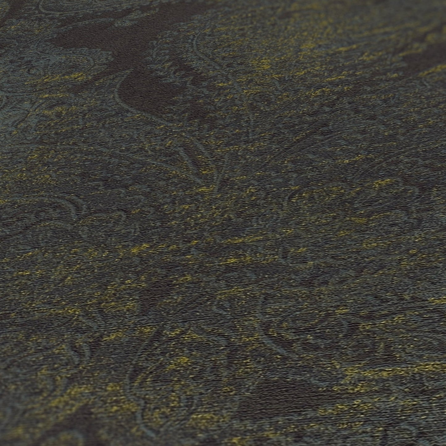 Livingwalls Maha Dubai Klassische Vliestapete Schwarz Blau Gelb Gold 10,05 m x 0,53 m